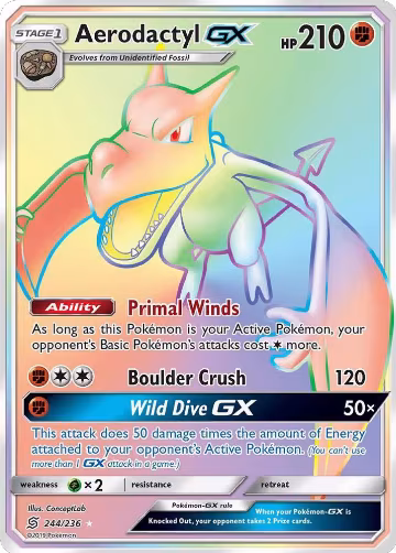 Aerodactyl GX (Secret) (244/236), SM - Unified Minds — Pokémon card price