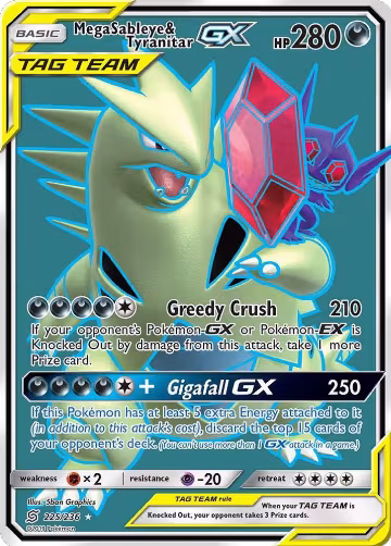 Mega Sableye & Tyranitar GX (Full Art) (225/236), SM - Unified Minds — Pokémon card price