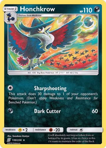 Honchkrow (130/236), SM - Unified Minds — Pokémon card price