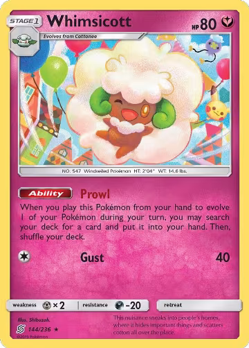 Whimsicott (144/236), SM - Unified Minds — Pokémon card price