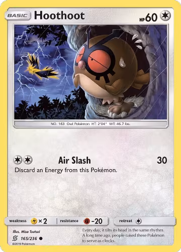 Hoothoot (165/236), SM - Unified Minds — Pokémon card price