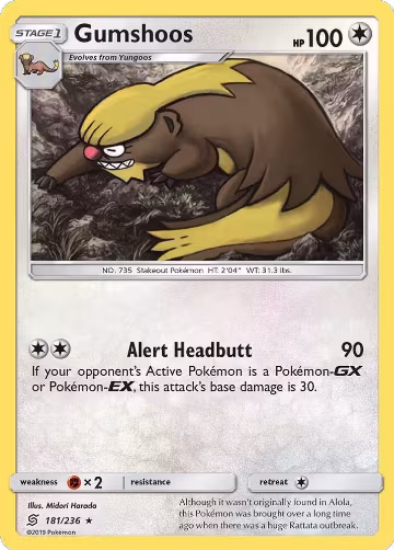 Gumshoos (181/236), SM - Unified Minds — Pokémon card price