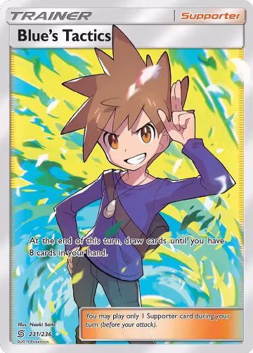 Blue's Tactics (Full Art) (231/236), SM - Unified Minds — Pokémon card price