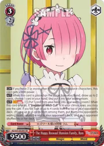 The Happy Roswaal Mansion Family, Ram (SR) (RZ/S55-E028S SR), ZERO Vol.2 — Weiß Schwarz card price