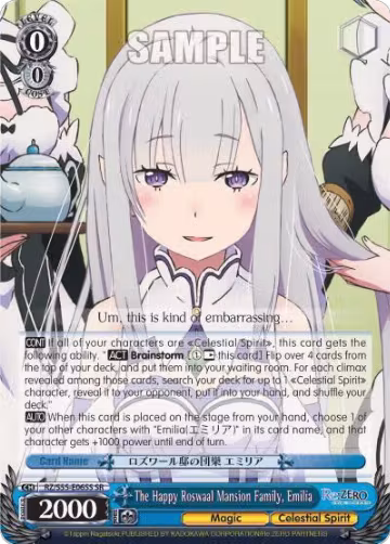 The Happy Roswaal Mansion Family, Emilia (SR) (RZ/S55-E065S SR), ZERO Vol.2 — Weiß Schwarz card price