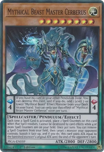 Mythical Beast Master Cerberus (FIGA-EN059), Fists of the Gadgets — Yu-Gi-Oh! card price