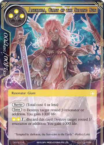 Angrboda, Giant Of The Setting Sun (DBV-003), The Decisive Battle of Valhalla — Force of Will card price