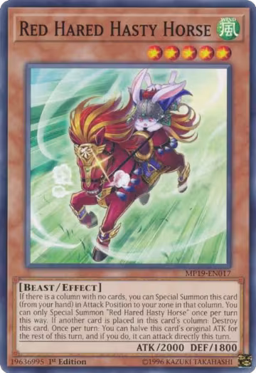 Red Hared Hasty Horse (MP19-EN017), 2019 Gold Sarcophagus Tin Mega Pack — Yu-Gi-Oh! card price