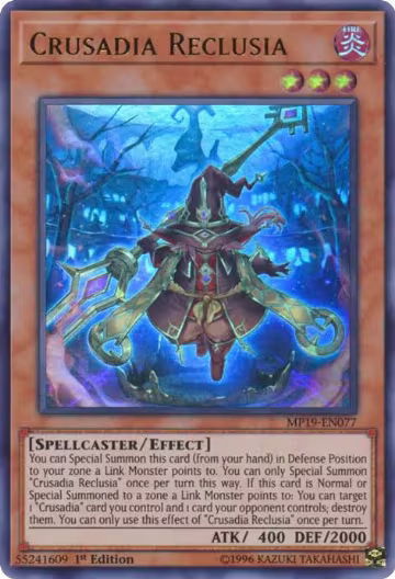 Crusadia Reclusia (MP19-EN077), 2019 Gold Sarcophagus Tin Mega Pack — Yu-Gi-Oh! card price