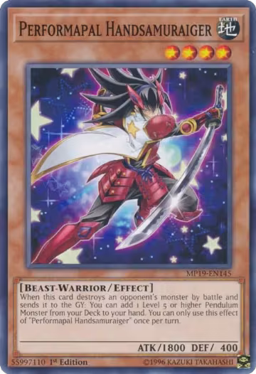Performapal Handsamuraiger (MP19-EN145), 2019 Gold Sarcophagus Tin Mega Pack — Yu-Gi-Oh! card price