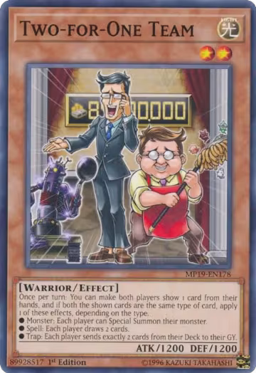 Two-for-One Team (MP19-EN178), 2019 Gold Sarcophagus Tin Mega Pack — Yu-Gi-Oh! card price