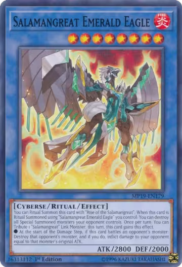 Salamangreat Emerald Eagle (MP19-EN179), 2019 Gold Sarcophagus Tin Mega Pack — Yu-Gi-Oh! card price