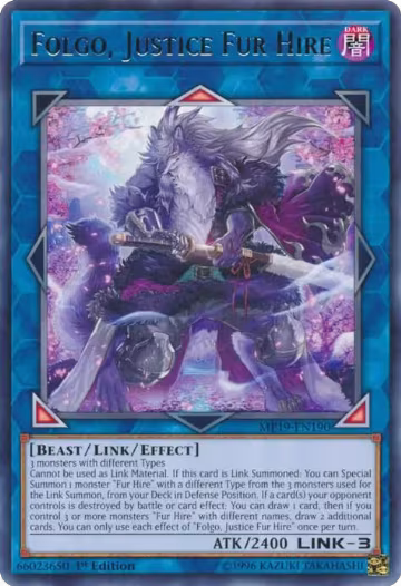 Folgo, Justice Fur Hire (MP19-EN190), 2019 Gold Sarcophagus Tin Mega Pack — Yu-Gi-Oh! card price