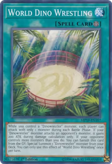World Dino Wrestling (MP19-EN197), 2019 Gold Sarcophagus Tin Mega Pack — Yu-Gi-Oh! card price