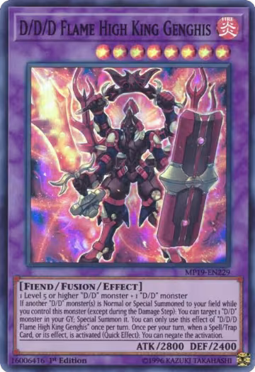 D/D/D Flame High King Genghis (MP19-EN229), 2019 Gold Sarcophagus Tin Mega Pack — Yu-Gi-Oh! card price