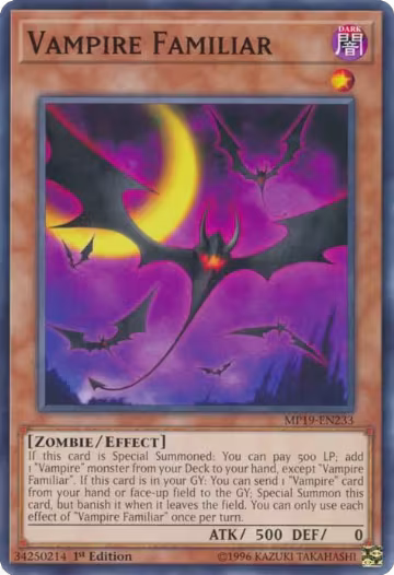 Vampire Familiar (MP19-EN233), 2019 Gold Sarcophagus Tin Mega Pack — Yu-Gi-Oh! card price