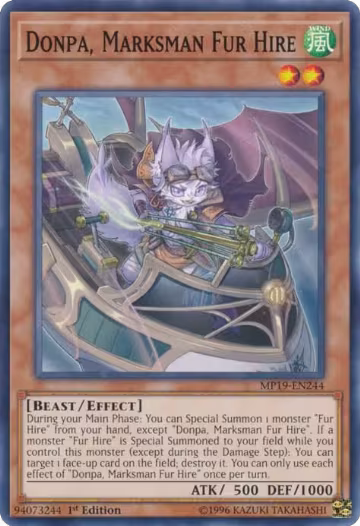 Donpa, Marksman Fur Hire (MP19-EN244), 2019 Gold Sarcophagus Tin Mega Pack — Yu-Gi-Oh! card price