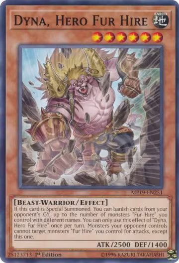 Dyna, Hero Fur Hire (MP19-EN251), 2019 Gold Sarcophagus Tin Mega Pack — Yu-Gi-Oh! card price