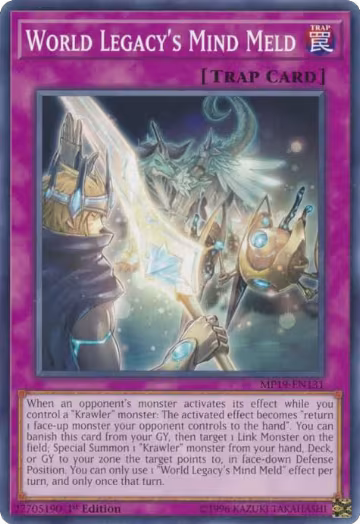 World Legacy's Mind Meld (MP19-EN131), 2019 Gold Sarcophagus Tin Mega Pack — Yu-Gi-Oh! card price
