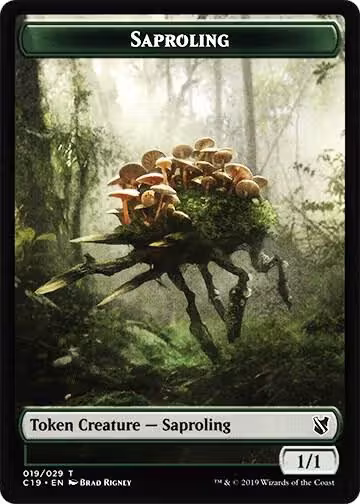 Saproling // Manifest Double-Sided Token (19 // 28), Commander 2019 — Magic card price