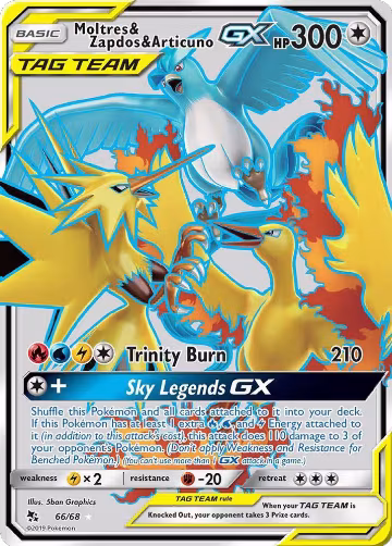 Moltres & Zapdos & Articuno GX (Full Art) (66/68) — card price