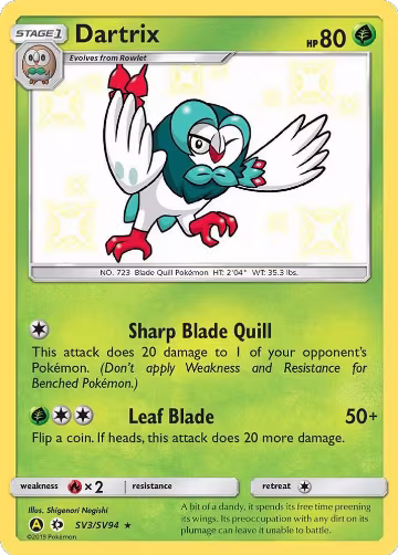 Dartrix (SV3/SV94), Hidden Fates: Shiny Vault — Pokémon card price