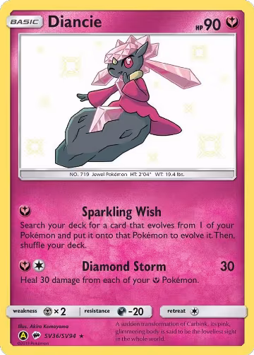 Diancie (SV36/SV94), Hidden Fates: Shiny Vault — Pokémon card price