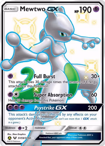 Mewtwo GX (SV59/SV94), Hidden Fates: Shiny Vault — Pokémon card price