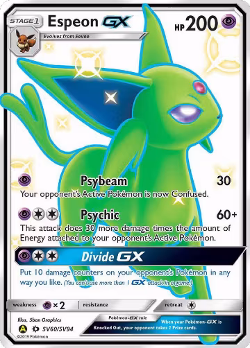 Espeon GX (SV60/SV94), Hidden Fates: Shiny Vault — Pokémon card price