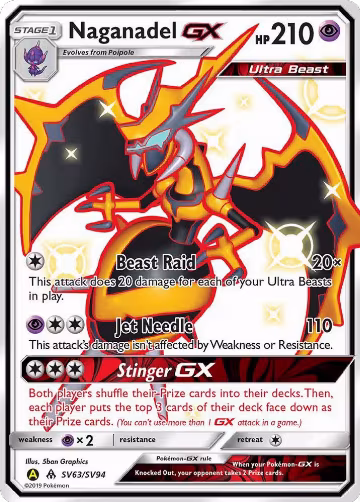 Naganadel GX (SV63/SV94), Hidden Fates: Shiny Vault — Pokémon card price