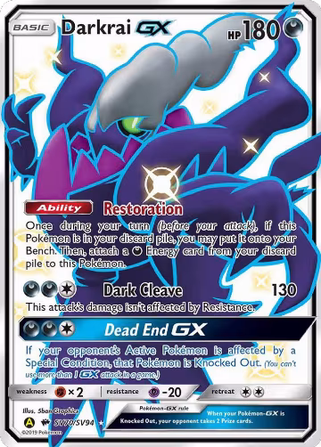 Darkrai GX (SV70/SV94), Hidden Fates: Shiny Vault — Pokémon card price