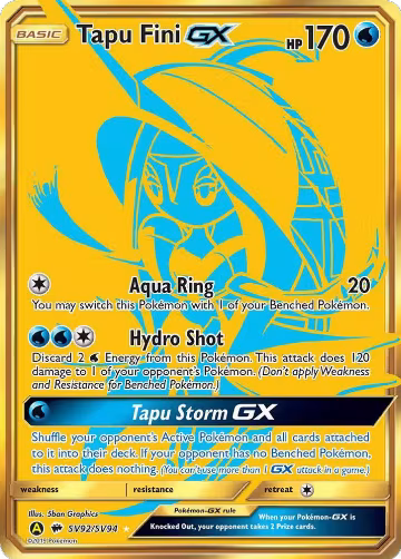 Tapu Fini GX (SV92/SV94), Hidden Fates: Shiny Vault — Pokémon card price