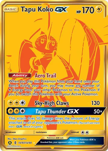 Tapu Koko GX (SV93/SV94), Hidden Fates: Shiny Vault — Pokémon card price