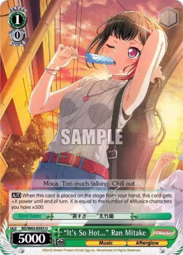 "It's So Hot..." Ran Mitake (BD/W63-E035 U), BanG Dream! Girls Band Party! Vol.2 — Weiß Schwarz card price