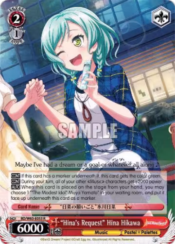 "Hina's Request" Hina Hikawa (BD/W63-E053 R), BanG Dream! Girls Band Party! Vol.2 — Weiß Schwarz card price