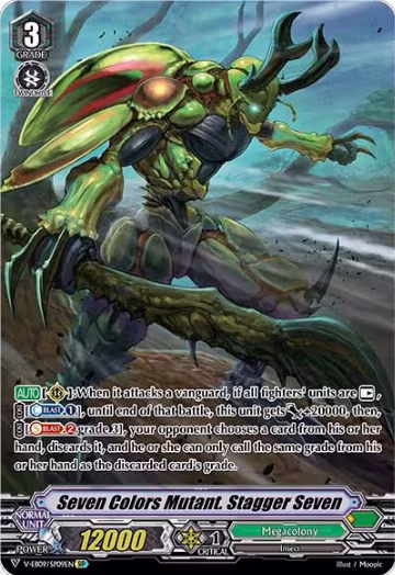 Seven Colors Mutant. Stagger Seven (SP) (V-EB09/SP09EN), V-EB09: The Raging Tactics — Vanguard card price