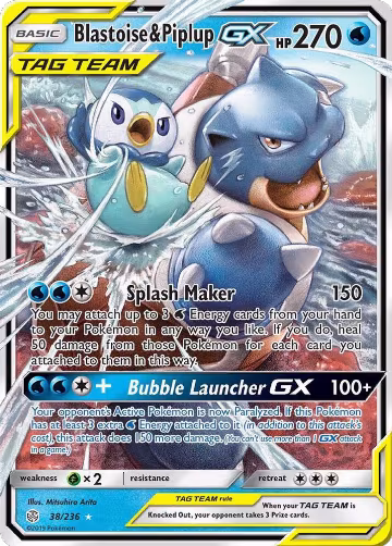 Blastoise & Piplup GX (38/236), SM - Cosmic Eclipse — Pokémon card price