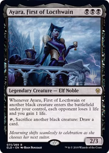 Ayara, First of Locthwain (75), Promo Pack: Throne of Eldraine — Magic card price