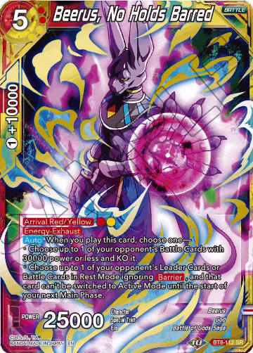 Beerus, No Holds Barred (BT8-112), Malicious Machinations — DB Super card price