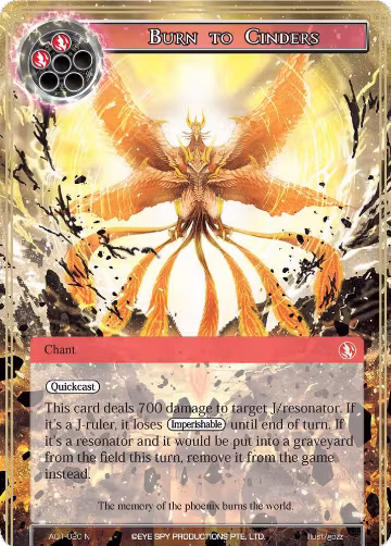 Burn to Cinders (AO1-020), Alice Origin — Force of Will card price