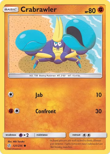 Crabrawler (121/236), SM - Cosmic Eclipse — Pokémon card price