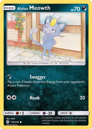 Alolan Meowth (128/236), SM - Cosmic Eclipse — Pokémon card price