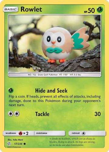 Rowlet - 17/236 (17/236), SM - Cosmic Eclipse — Pokémon card price