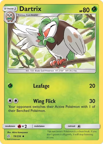 Dartrix (19/236), SM - Cosmic Eclipse — Pokémon card price