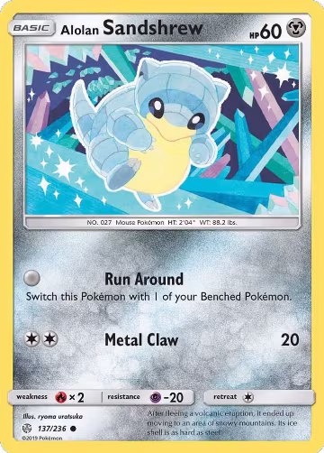 Alolan Sandshrew (137/236), SM - Cosmic Eclipse — Pokémon card price