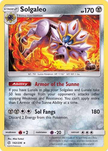Solgaleo (142/236), SM - Cosmic Eclipse — Pokémon card price