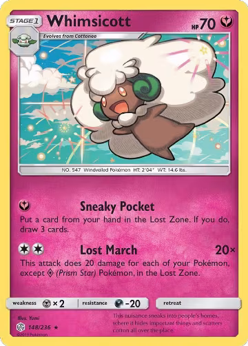 Whimsicott (148/236), SM - Cosmic Eclipse — Pokémon card price
