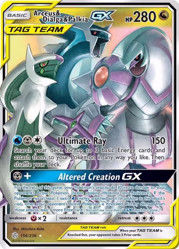 Arceus & Dialga & Palkia GX (156/236), SM - Cosmic Eclipse — Pokémon card price