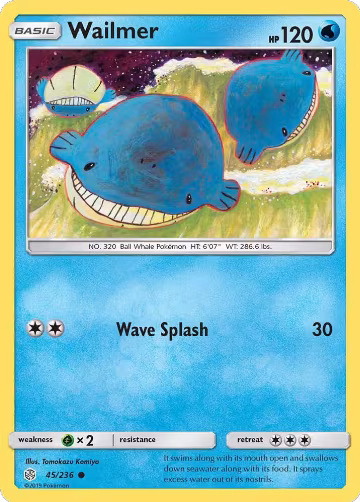 Wailmer (45/236), SM - Cosmic Eclipse — Pokémon card price