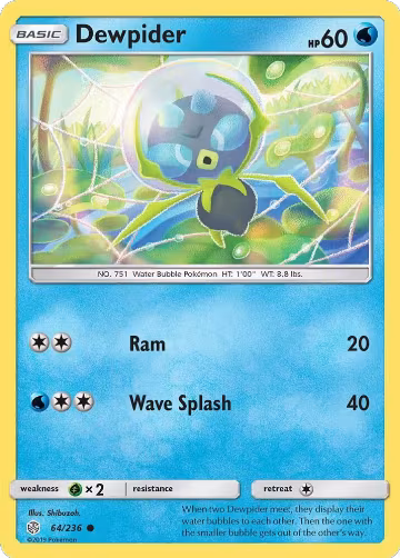Dewpider (64/236), SM - Cosmic Eclipse — Pokémon card price